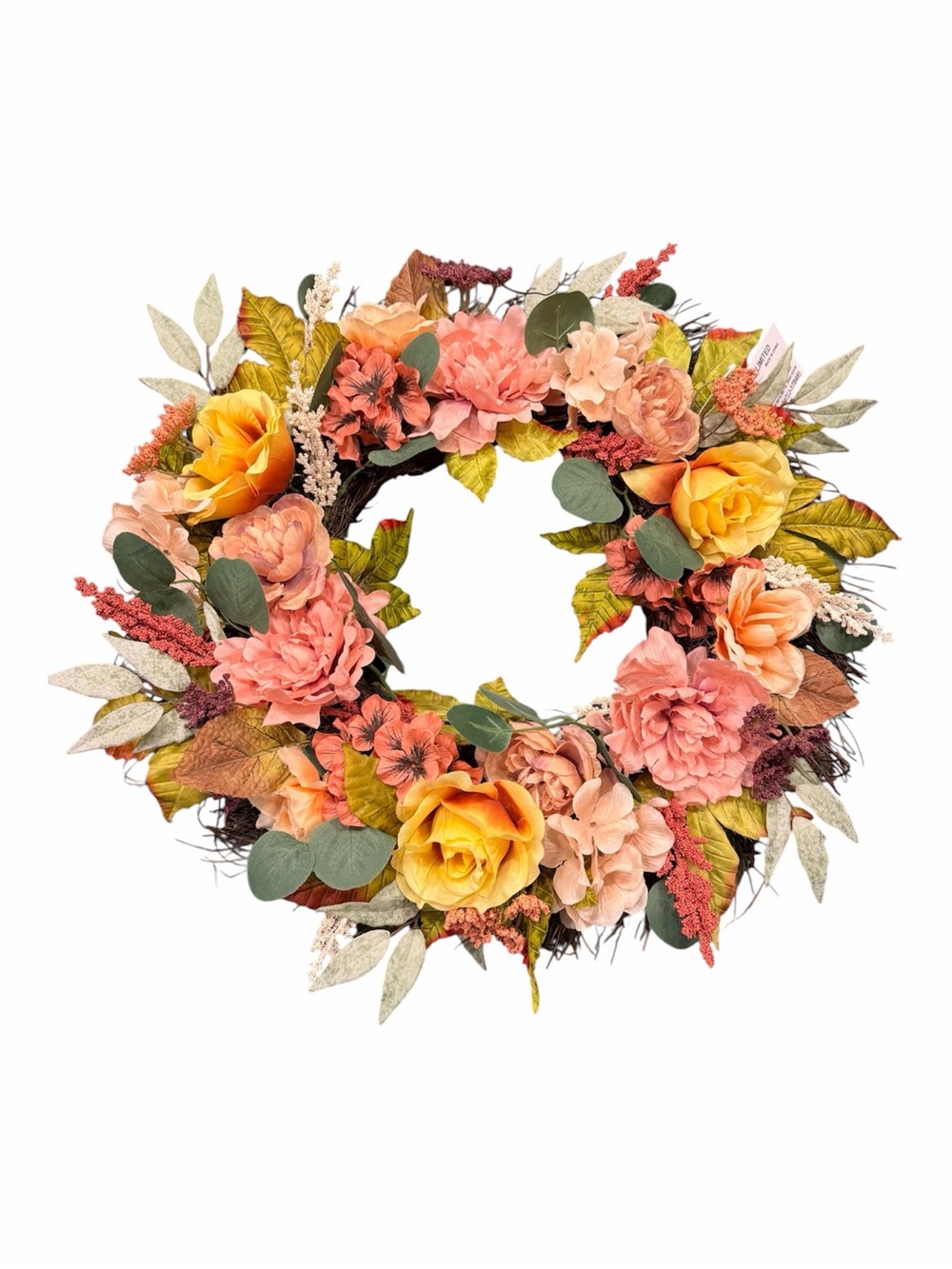 Rose, Peony, Hydrangeas Floral Wreath NWT